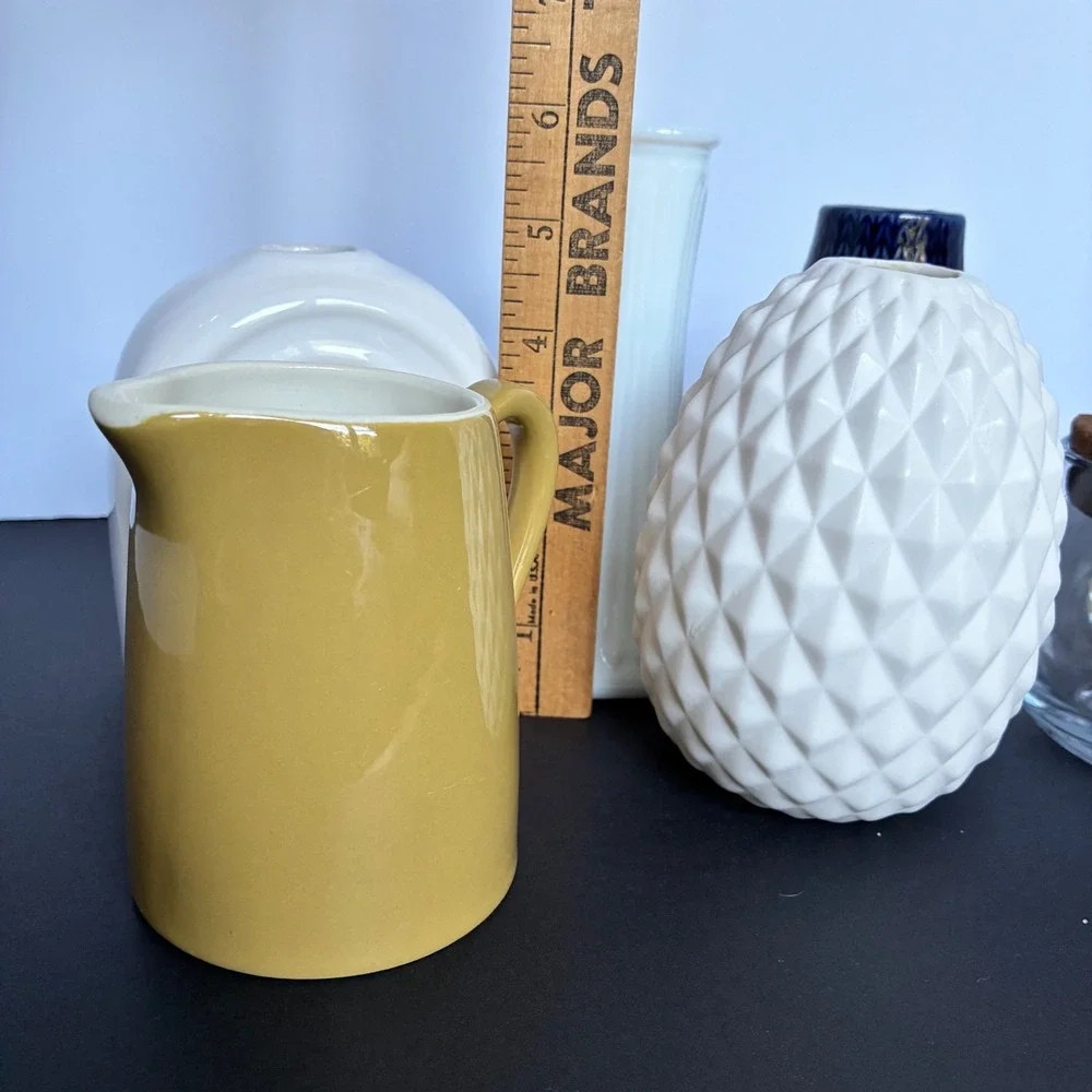 Vase Set Home Decor Ceramic Glass Bud Vases 6pc Lot Boho Chic Farmhouse Eclectic